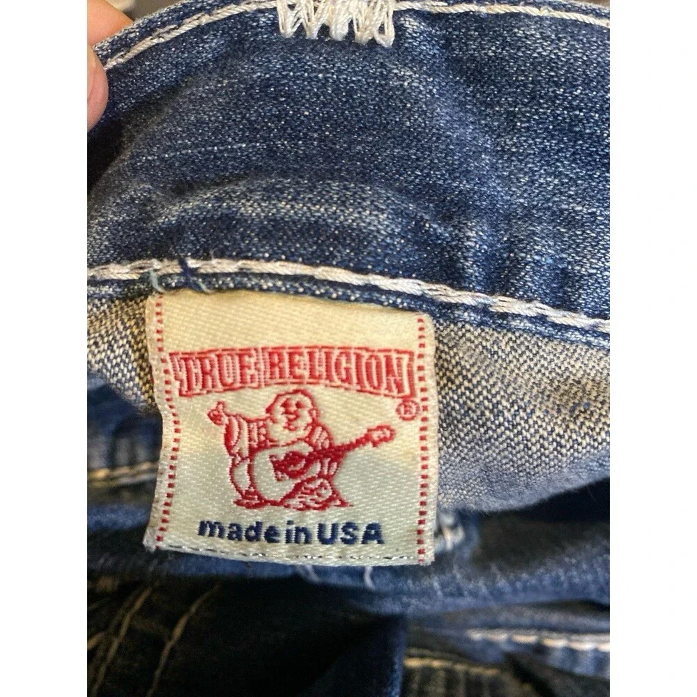 VTG True Religion Bobby Super T Jeans 38x26.5 Made in USA Thick White Stitch Y2K